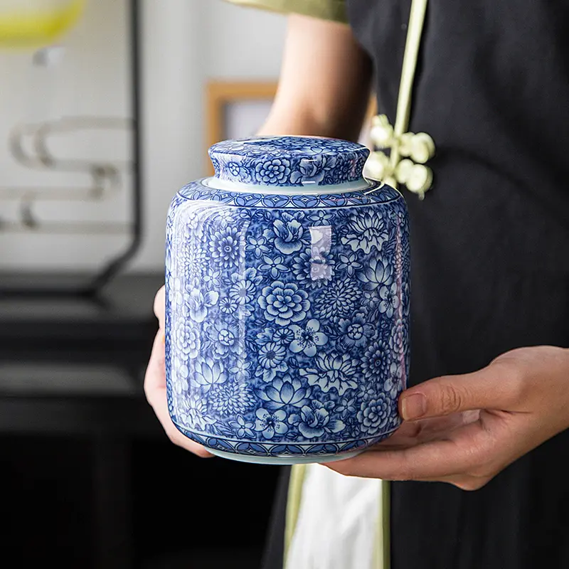 950ML Enamel Tea Pot with Lid Ceramic Sealed Moisture-proof Pot Home Decoration Tea jar Home Medicine jar Tea Set Accessories