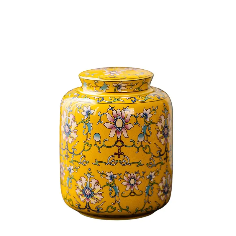 950ML Enamel Tea Pot with Lid Ceramic Sealed Moisture-proof Pot Home Decoration Tea jar Home Medicine jar Tea Set Accessories