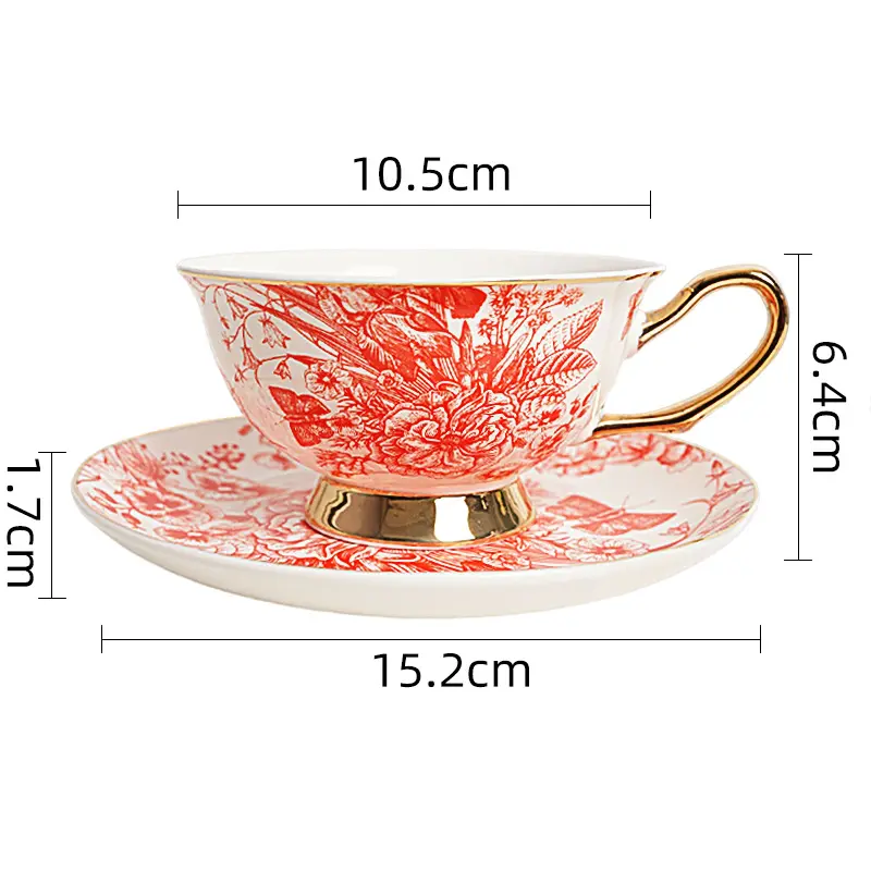 European-style High-grade Bone China Coffee Cups and Saucers Exquisite Round Ceramic Plates Birthday Gifts with Gift Cups