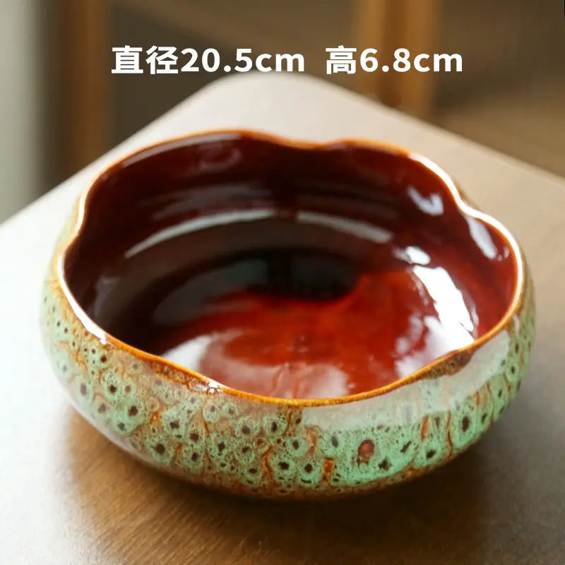 Irregular Round Ceramic Ashtray Wavy Soot Storage Box Ceramic Kiln Ashtray Fly Ash Proof and Windproof Home Decoration Ornaments