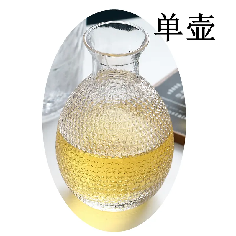 Japanese Sake Jug Set Glass Wine Set Household White Wine Cup Hammer Pattern Cup Yellow Wine Warmer Hot Wine Jug Wine Dispenser
