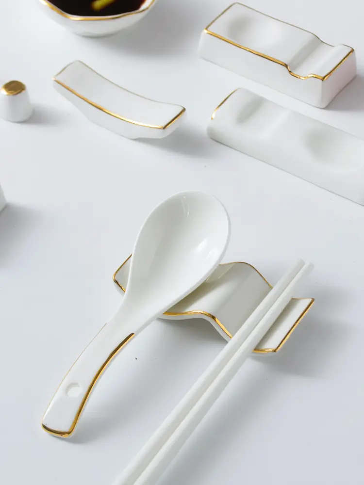 European-style Gold-painted Ceramic Chopstick Rest Chopstick Rest Household Chopstick Rest Table Public Fast Rack Chopstick Rest