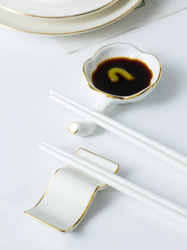 European-style Gold-painted Ceramic Chopstick Rest Chopstick Rest Household Chopstick Rest Table Public Fast Rack Chopstick Rest