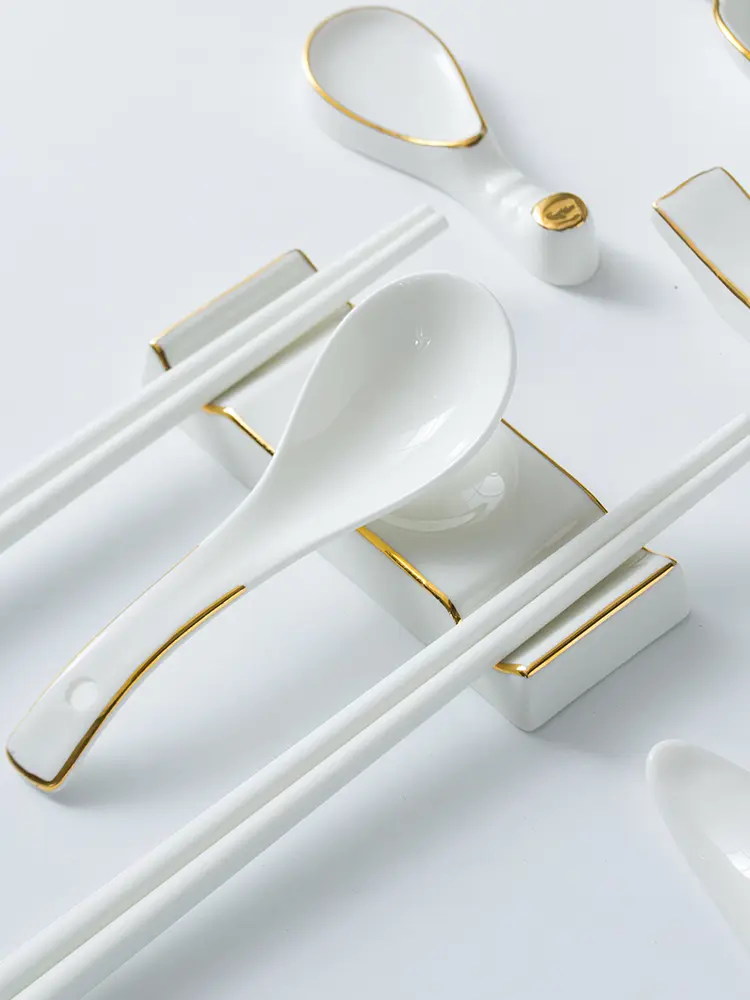 European-style Gold-painted Ceramic Chopstick Rest Chopstick Rest Household Chopstick Rest Table Public Fast Rack Chopstick Rest
