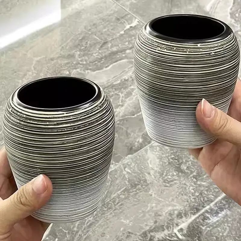 Stripe Brushed Ceramic Lotion Bottle Mouthwash Cup Soap Dish Toothbrush Holder Bathroom Supplies Household Bathroom Accessories