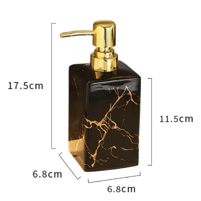 Square Emulsion Bottle Black and White Marble Ceramic Press Bottle Shower Gel Shampoo Bottle Bathroom Decorative Soap Dispenser