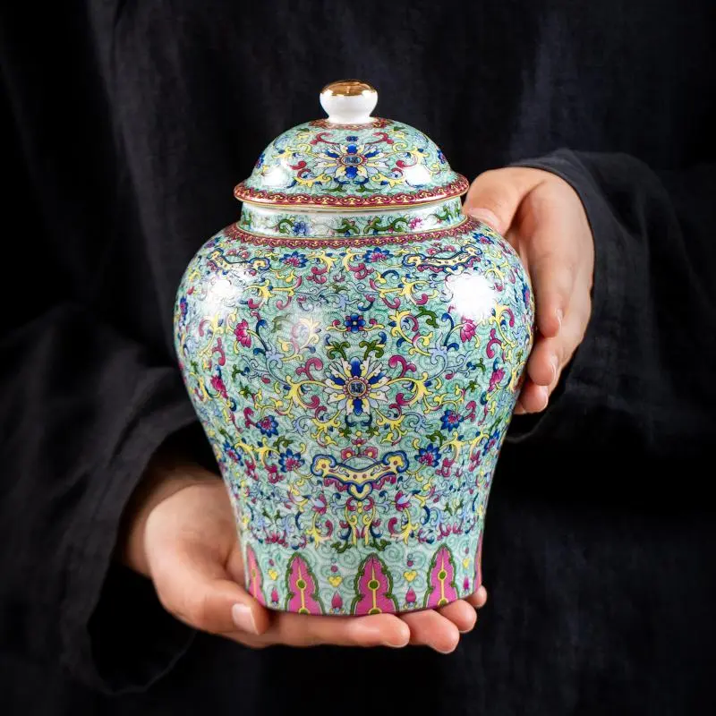 1300ml Enamel General Jar Ceramic Sealed Household Tea Box Household Moisture Proof Pu Erh Storage Jar Tea Jar Home Decoration