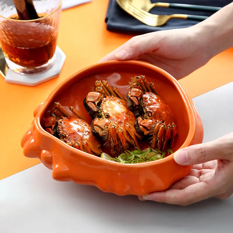 Creative Ceramic Tableware Crab Shell Bowl Hairy Crab Ceramic Bowl Kitchen Tableware Plate Home Main Course Display Plate