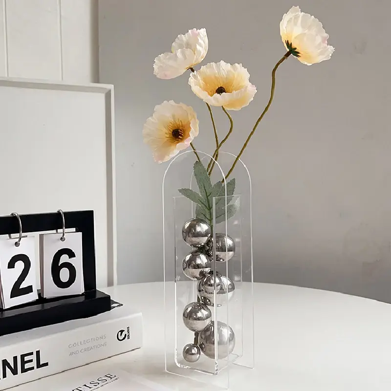Acrylic Transparent Box Vase Desk Decorative Ornaments Spherical Crafts Room Abstract Art Decoration Geometric Decoration