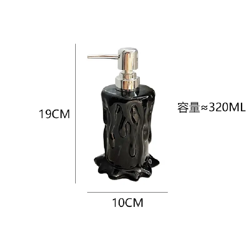 320ML Ceramic Emulsion Bottle Candle-shaped Pressed Sub-bottling Decorative Bathroom Shampoo Shower Gel Hand Sanitizer Bottle