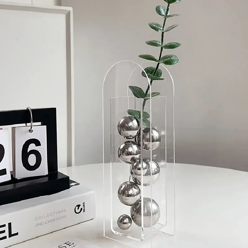 Acrylic Transparent Box Vase Desk Decorative Ornaments Spherical Crafts Room Abstract Art Decoration Geometric Decoration