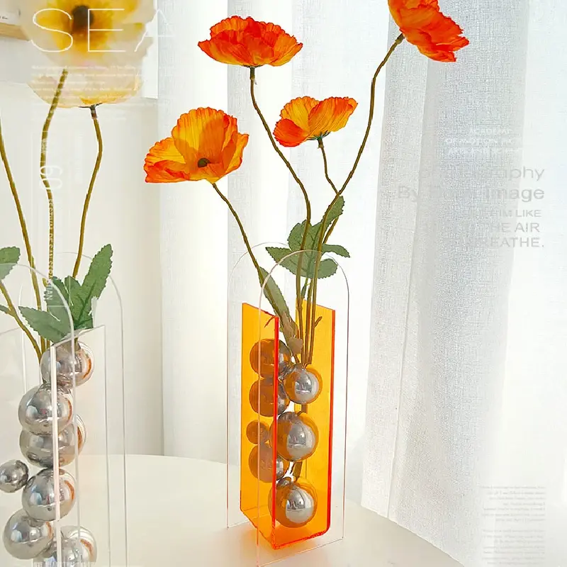 Acrylic Transparent Box Vase Desk Decorative Ornaments Spherical Crafts Room Abstract Art Decoration Geometric Decoration