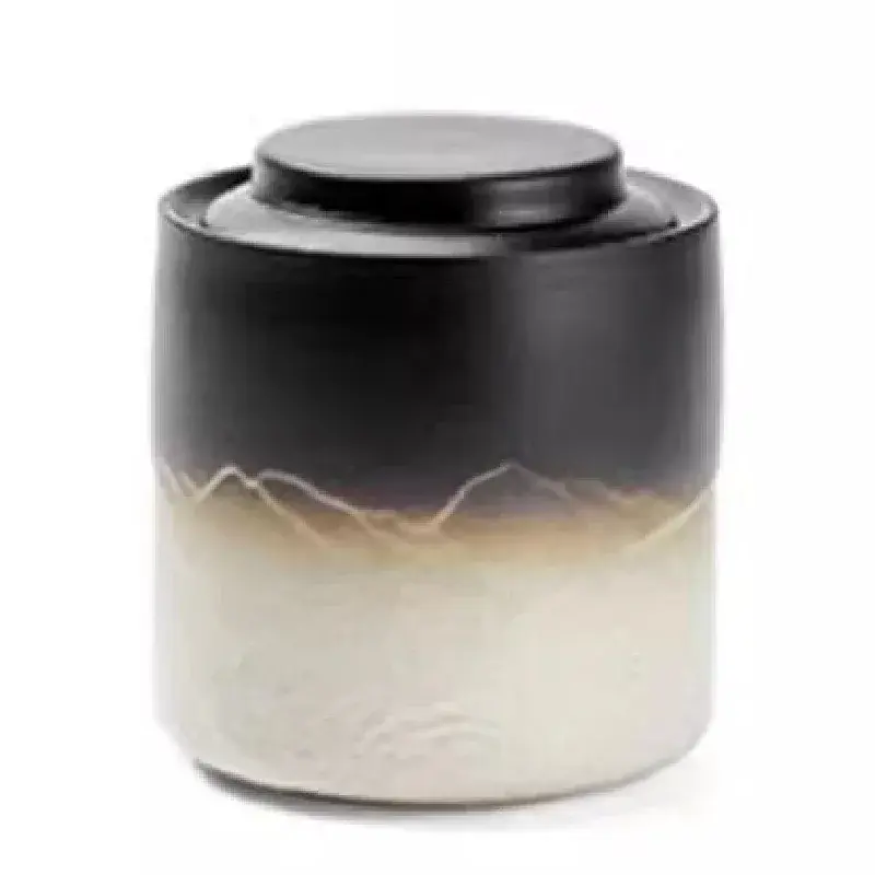 Mountain Sea Painting Ceramic Tea Pot Home Small Tea Storage Tank Storage Tank Living Room Decoration Storage Box with Cover