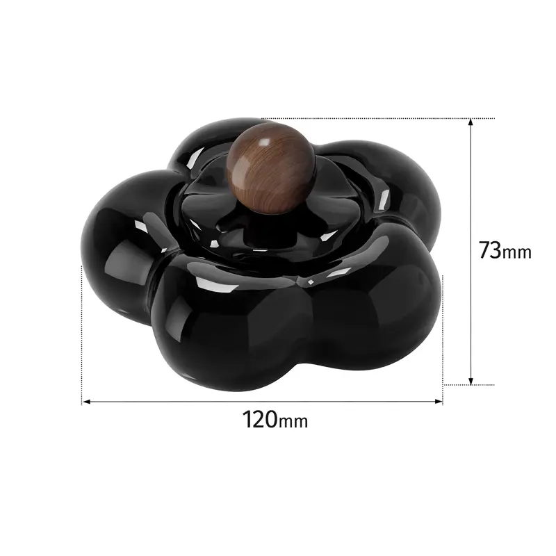 Flower Shaped Ceramic Ashtray with Lid Anti Fly Bedroom Office Decoration Home Living Room Black Ceramic Ashtray Decoration