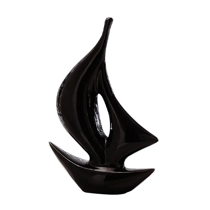 Home Ceramic Sailing Ornaments Luxury Living Room Wine Cabinet TV Cabinet Office Decoration Ceramic Crafts Housewarming Gift