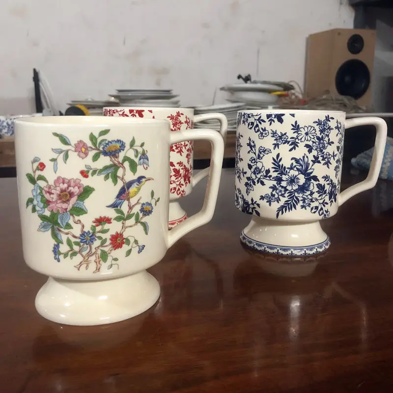 Nordic Flower Bone Porcelain Mug Latte Coffee Mug Modern Home Decoration Accessories Living Room Decoration Accessories 350ML