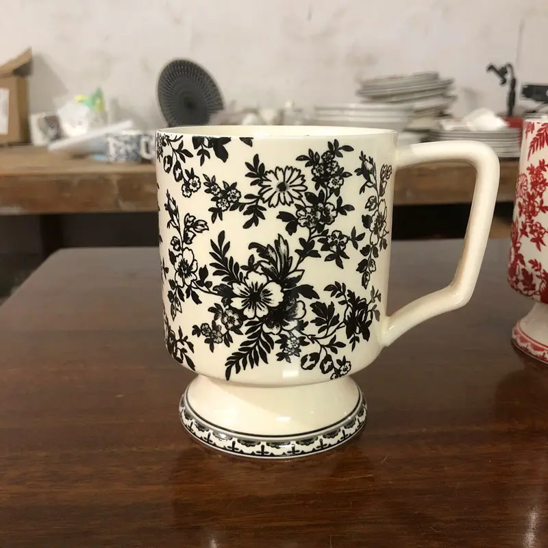 Nordic Flower Bone Porcelain Mug Latte Coffee Mug Modern Home Decoration Accessories Living Room Decoration Accessories 350ML