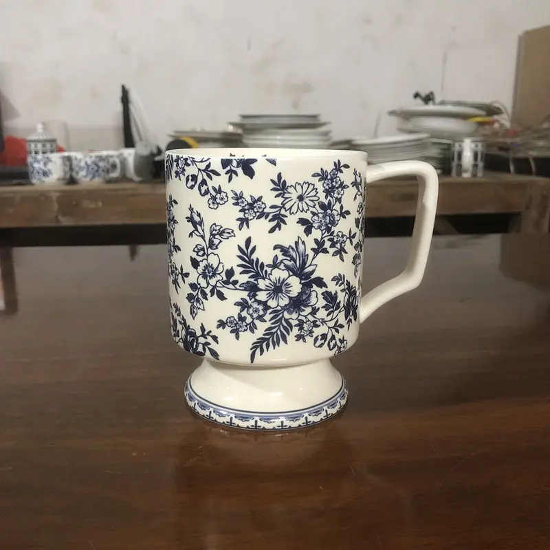 Nordic Flower Bone Porcelain Mug Latte Coffee Mug Modern Home Decoration Accessories Living Room Decoration Accessories 350ML