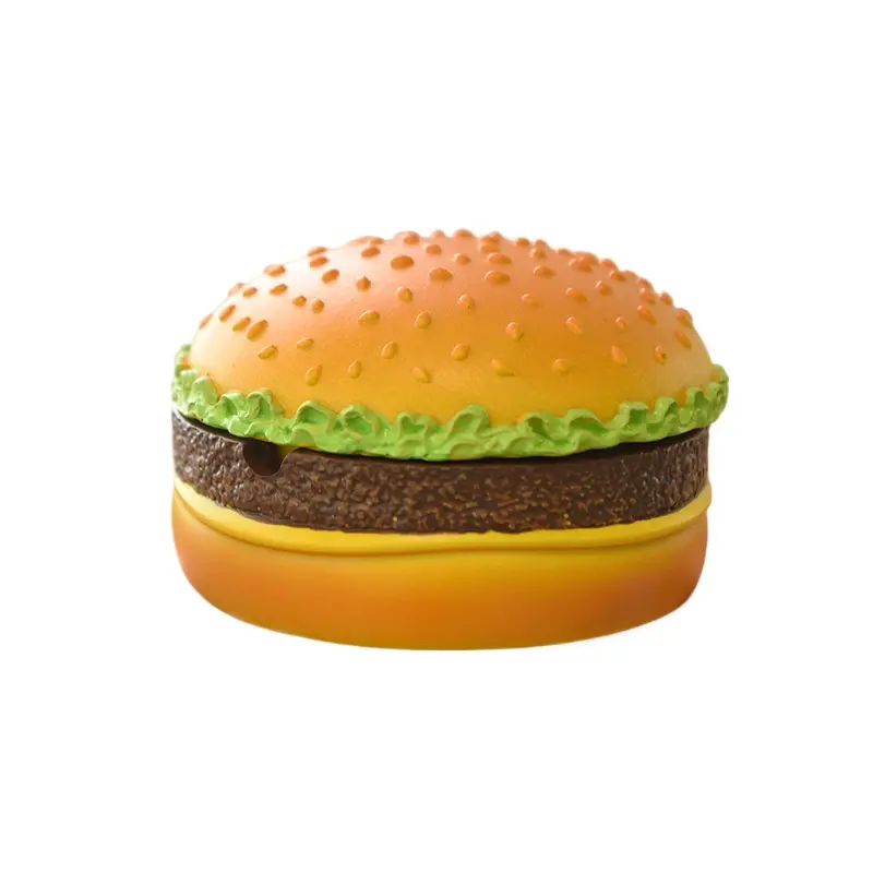 Cute and Creative Hamburger Ashtray with Lid for Home Use Living Room Bedroom Anti Fly Office Desktop Decoration Ashtray