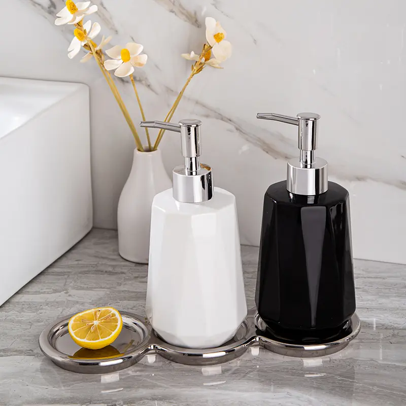 Nordic Hand Sanitizer Bottle Shampoo Bath Subpackage Press Bottle Lotion Bottle Ceramic Diamond Soap Dispenser Bathroom Supplies
