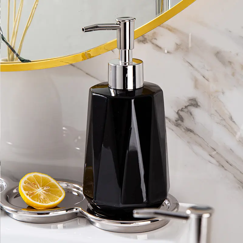 Nordic Hand Sanitizer Bottle Shampoo Bath Subpackage Press Bottle Lotion Bottle Ceramic Diamond Soap Dispenser Bathroom Supplies
