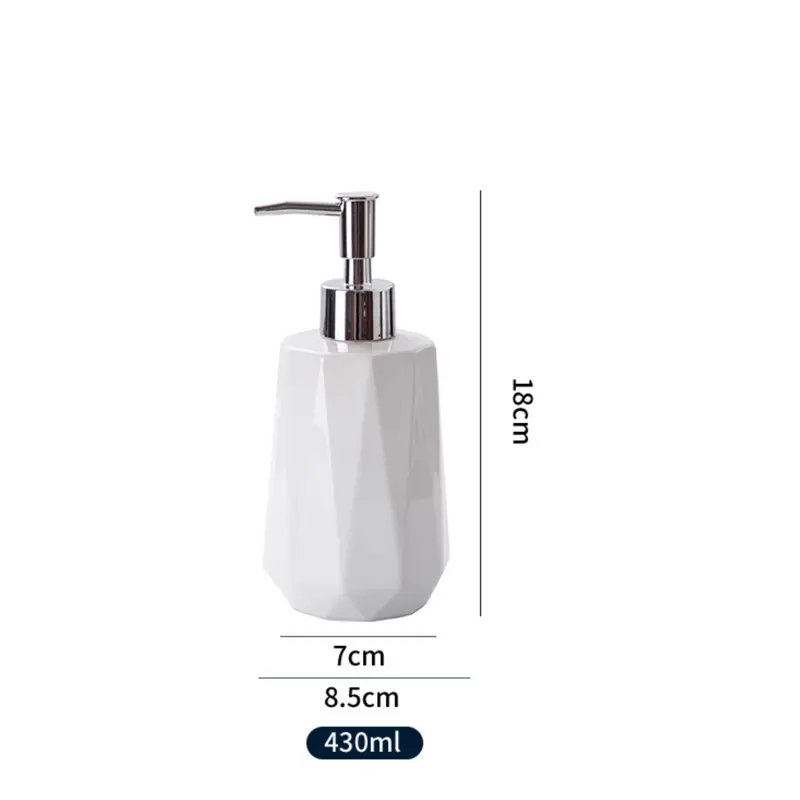 Nordic Hand Sanitizer Bottle Shampoo Bath Subpackage Press Bottle Lotion Bottle Ceramic Diamond Soap Dispenser Bathroom Supplies