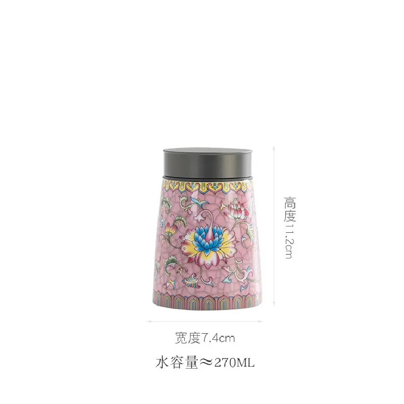 European Style Colored Flower Crown Ceramic Jar with Lid Cylindrical Sealed Tea Pot Porcelain Storage Jar Candle Bottle Decor