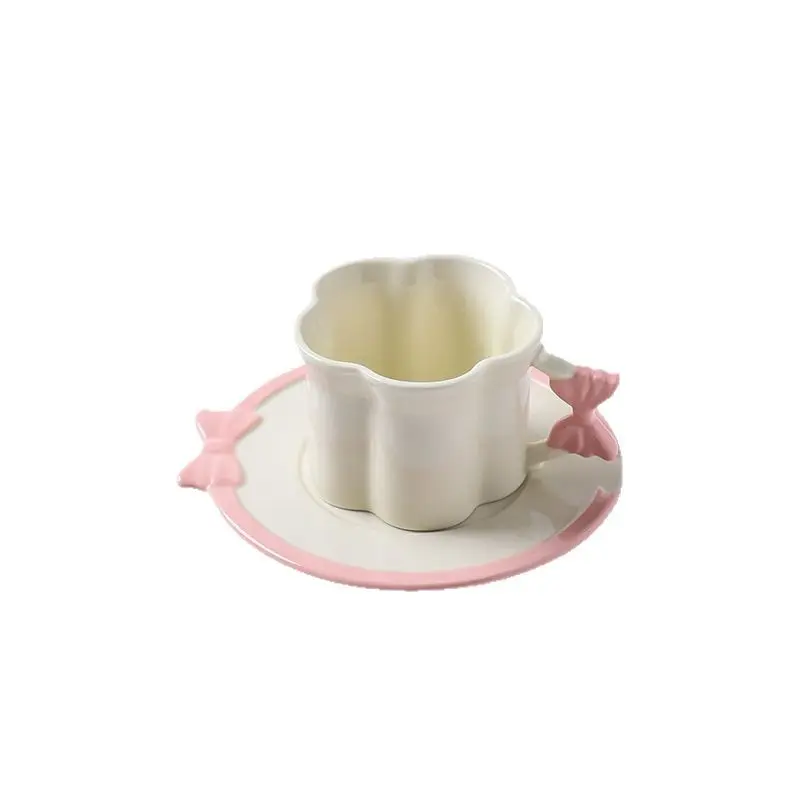 Cream Wind Creative Flower Bow Mug Afternoon Tea Flower Cup Girl Heart Coffee Cup Dish Household Drinking Utensils Dining Table
