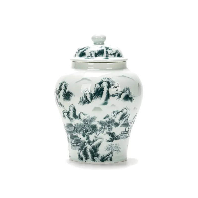Chinese-style Ceramic Ginger Jar with Lid Tea Sealed Jar Large-capacity Celadon Storage Box Home Empty Jar Creative Ornaments