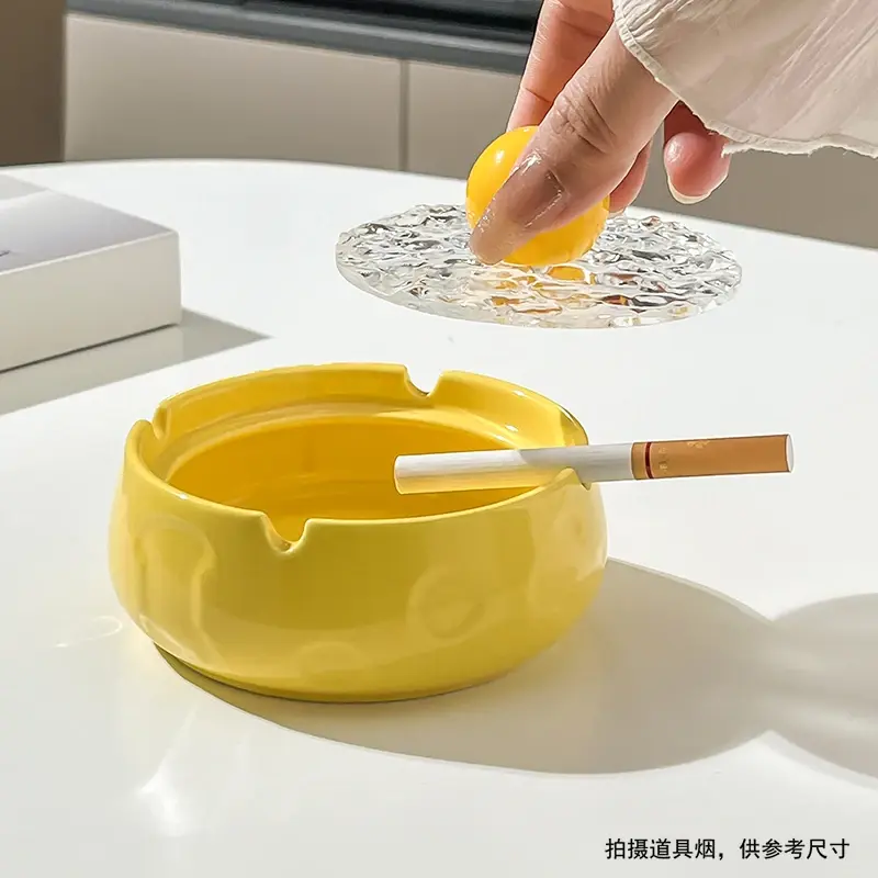 Cheese Ashtray Home Living Room Advanced Sense with Cover Fly Ash Prevention Office Creative Trend Ashtray Home Decoration