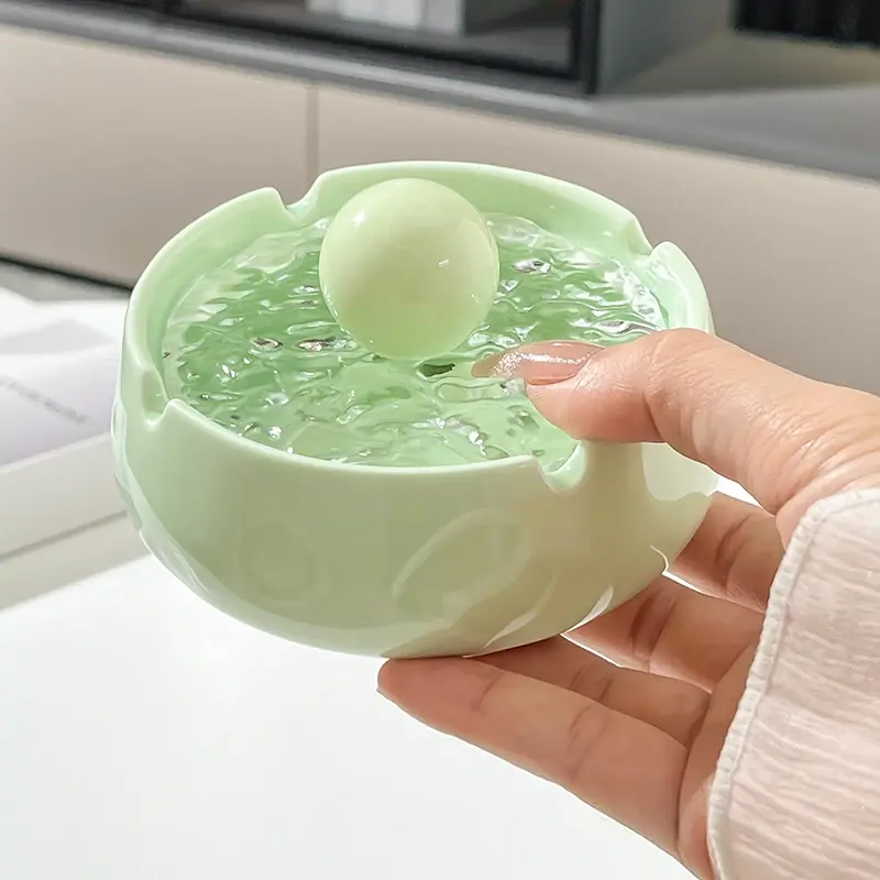 Cheese Ashtray Home Living Room Advanced Sense with Cover Fly Ash Prevention Office Creative Trend Ashtray Home Decoration