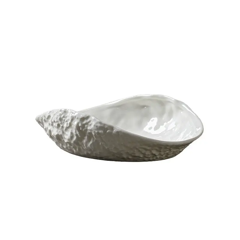 Rock Patterned Shell Plate Steamed Fish Soup Plate Hotel Tableware Main Course Decoration Plate Irregular Ceramic Tableware
