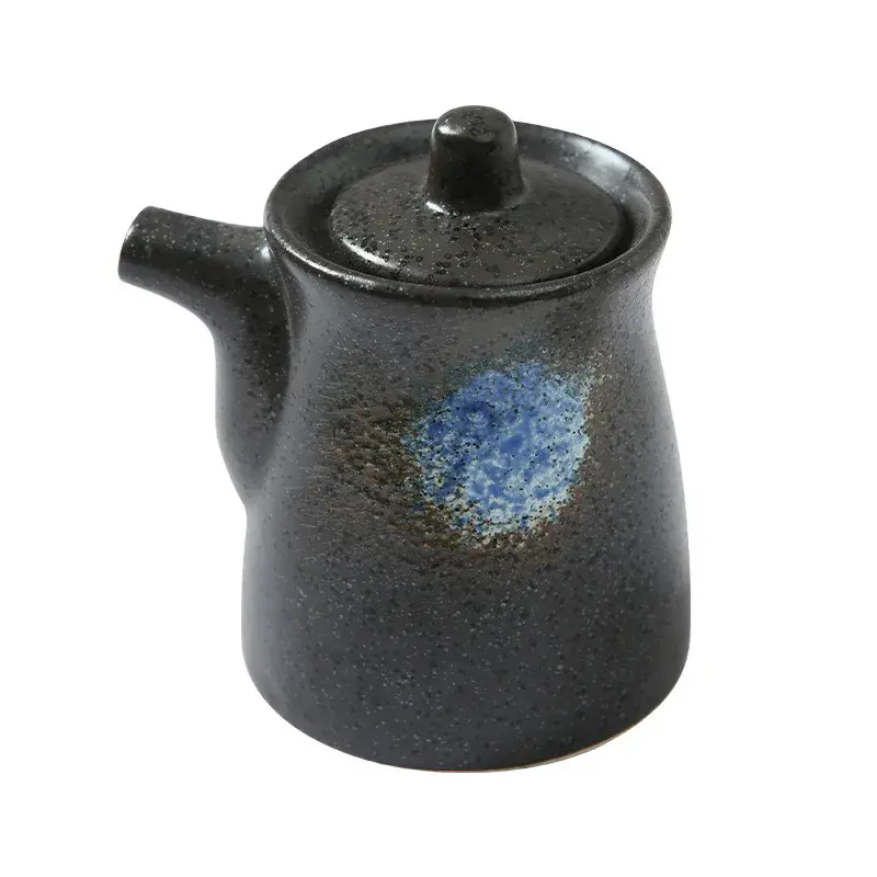 Japanese Retro Ceramic Oil Pot Household Kitchen Utensils Seasoning Pot Oil Vinegar Seasoning Bottle Kitchen Ceramic Tableware