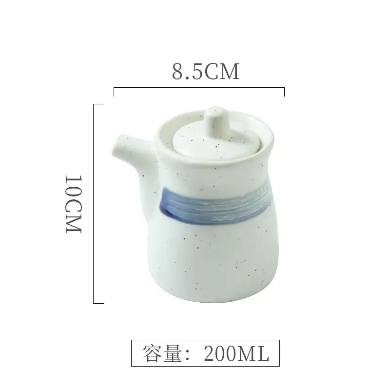 Japanese Retro Ceramic Oil Pot Household Kitchen Utensils Seasoning Pot Oil Vinegar Seasoning Bottle Kitchen Ceramic Tableware