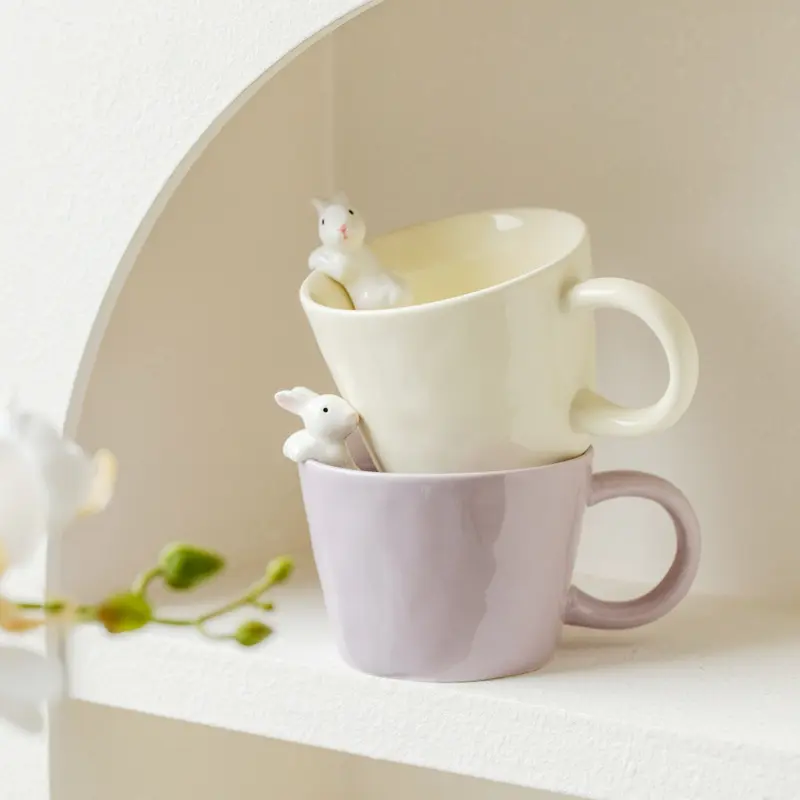 Creative Ceramic Coffee Mug Couple Mark Cup Rabbit Mug Milk Cup Water Cup Living Room Decoration Household Drinking Utensils
