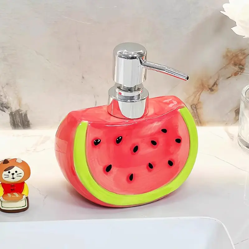 Creative Watermelon Shaped Lotion Bottle Soap Dish Ceramic Household Press Type Hand Sanitizer Shampoo Separate Bottles