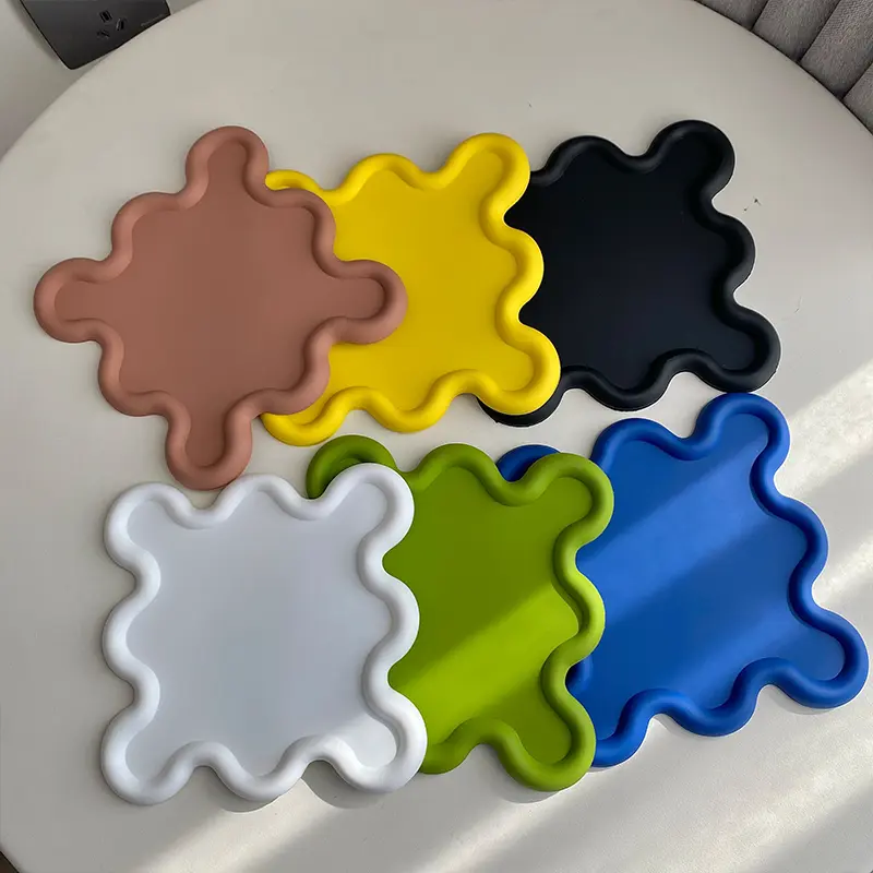 Nordic Style Irregular Storage Tray Sense Silicone Insulation Pad Coaster Thickened Placemat Square Home Desktop Decoration