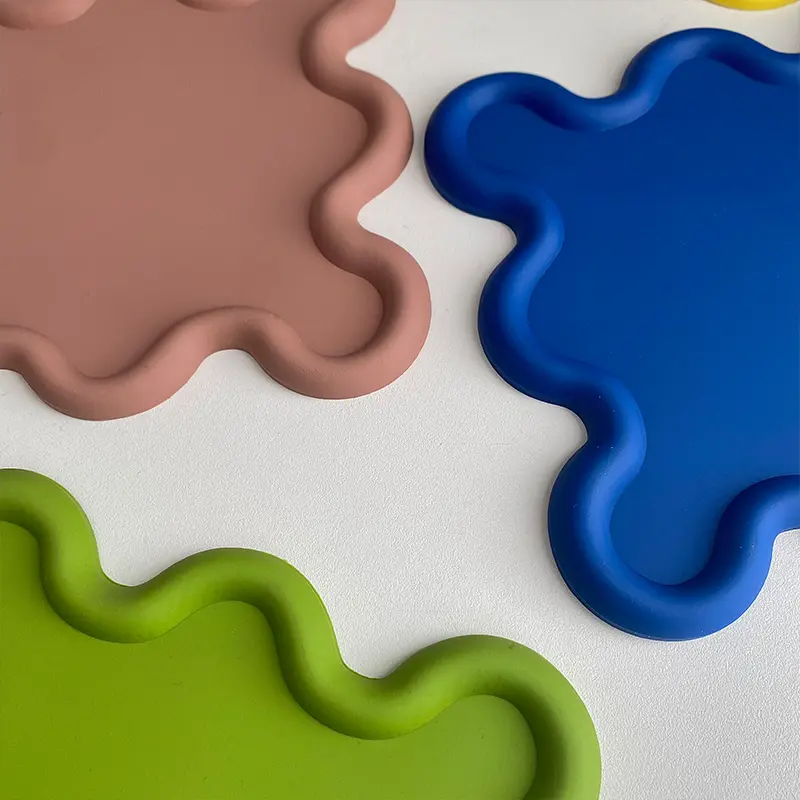 Nordic Style Irregular Storage Tray Sense Silicone Insulation Pad Coaster Thickened Placemat Square Home Desktop Decoration