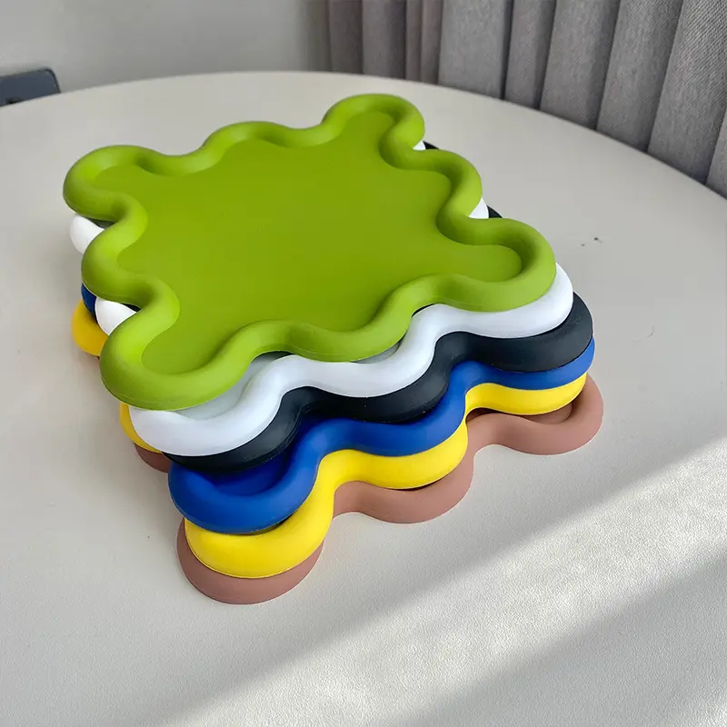 Nordic Style Irregular Storage Tray Sense Silicone Insulation Pad Coaster Thickened Placemat Square Home Desktop Decoration