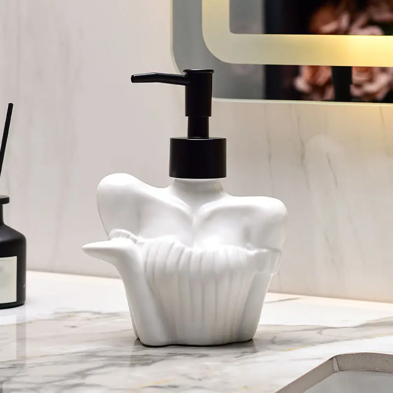 Bathroom Ceramic Lotion Bottle Creative Abstract Body Press Bottle Makeup Water Bath Gel Separate Bottle Bathroom Decoration