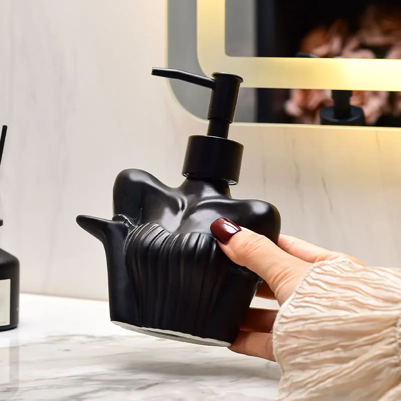 Bathroom Ceramic Lotion Bottle Creative Abstract Body Press Bottle Makeup Water Bath Gel Separate Bottle Bathroom Decoration