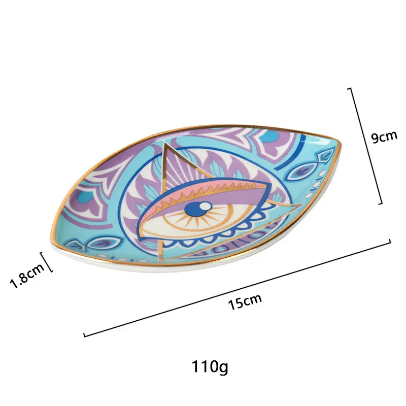 Creative Eye Ceramic Jewelry Tray Small Jewelry Plate Ring Earrings Necklace Plate Devil's Eye Decorative Plate Home Decoration