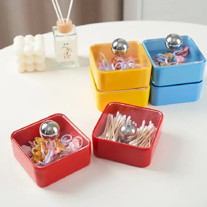 Square Storage Box Transparent Plastic Storage Box Floss Cotton Swabs Jewelry Box Table Decoration Ornaments Home Decoration