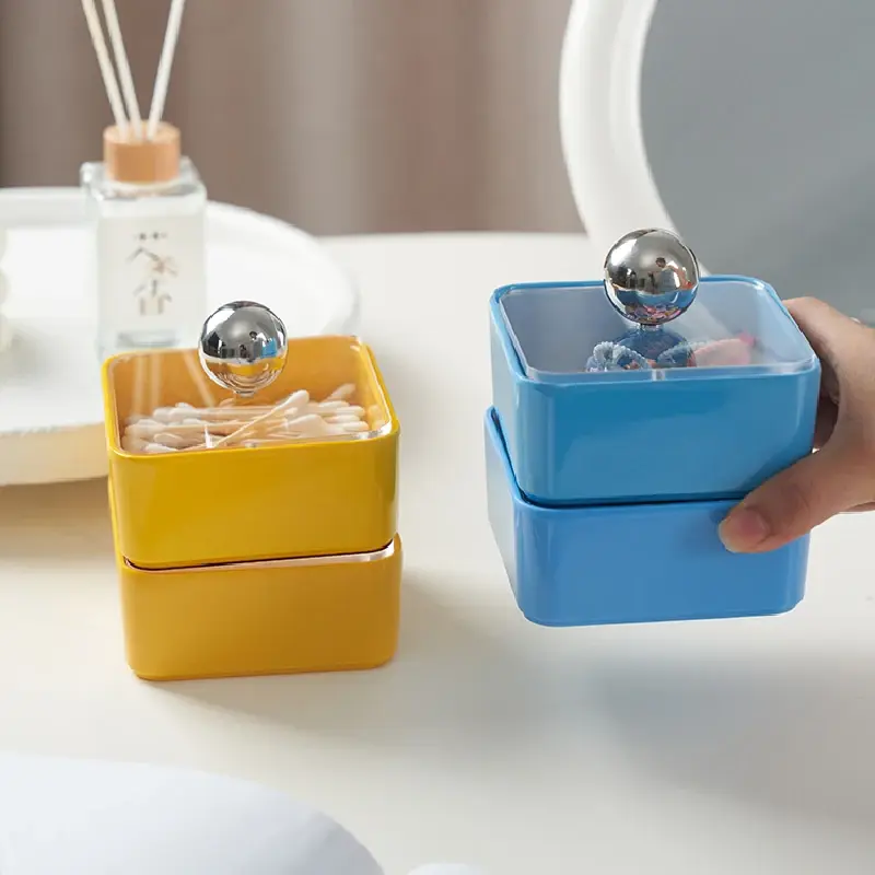 Square Storage Box Transparent Plastic Storage Box Floss Cotton Swabs Jewelry Box Table Decoration Ornaments Home Decoration