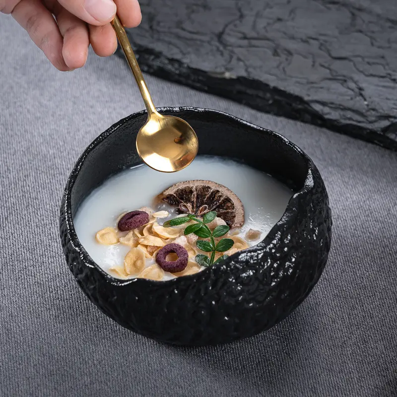 Irregular Pottery Bowls Stone Patterned Dessert Bowls Creative Ceramic Tableware Hotel Molecular Cuisine Bowls Kitchen Supplies