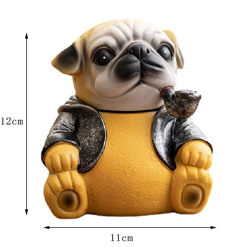 Cartoon Bulldog Ashtray Ceramic Creative Desktop Anti-fly Ash Ornaments Cute Animal Ashtray Office Living Room Home Decoration