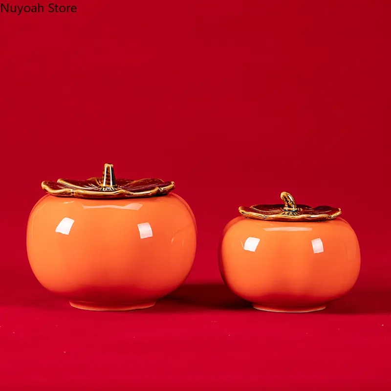 Persimmon Ashtray Ceramic Creative Anti-fly Ash Storage Box Large Bedroom Living Room Decoration with Cover Home Decoration
