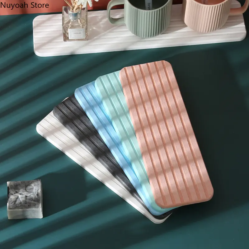 Rectangular Mouthwash Coaster Simple Diatom Mud Absorbent Pad Quick-drying Household Diatomite Tray Creative Bathroom Supplies