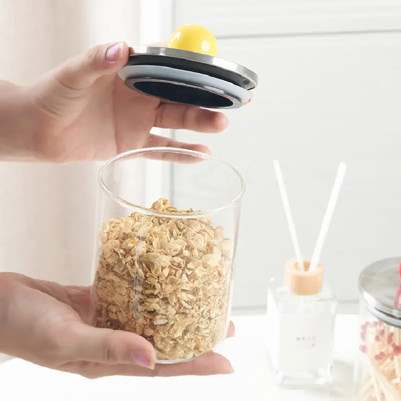 Transparent Glass Bottle Cotton Swab Jar Kitchen Sealed Storage Jar Moisture-proof Storage Box Tea Jar Whole Grains Distributor