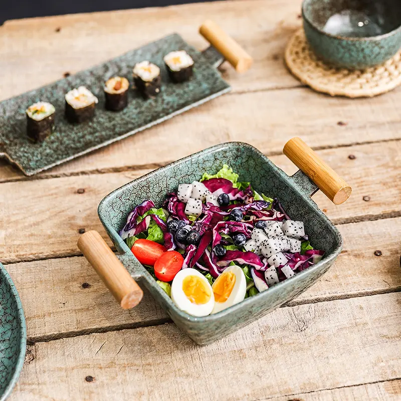 Japanese-style Plate Restaurant Plate Artistic Personality Retro Home Ceramic Sushi Plate Main Course Decorative Tray Tableware